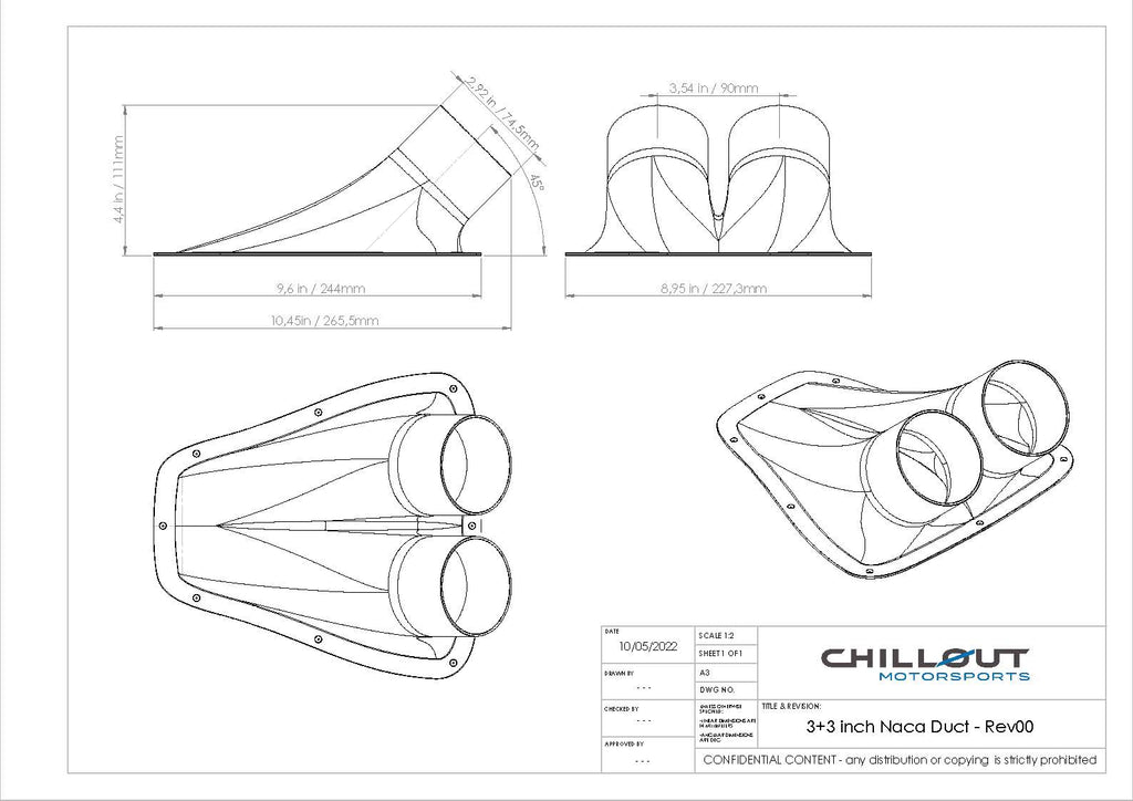 Chillout Systems 3" Carbon Fiber NACA Duct (Dual) Motorsport