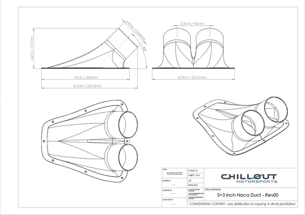 Chillout Systems 3" Carbon Fiber NACA Duct (Dual) Motorsport