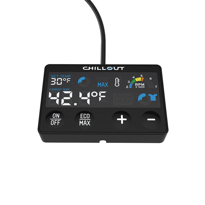 Chillout Motorsports Cypher Pro Remote Control – front view of advanced driver cooling controller for motorsport racing
