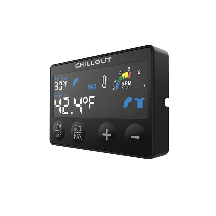 Chillout Motorsports Cypher Pro Remote Control – front view of advanced driver cooling controller for motorsport racing
