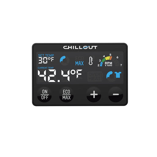 Chillout Motorsports Cypher Pro Remote Control – front view of advanced driver cooling controller for motorsport racing